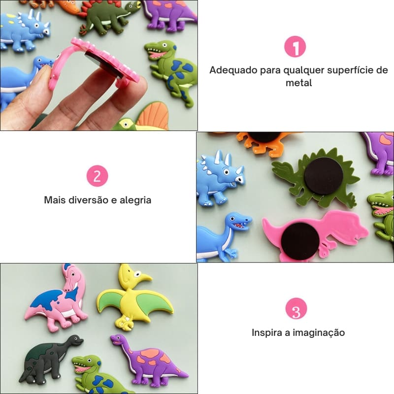 12 Imãs de Dinossauro - Brinquedo para Crianças Autistas