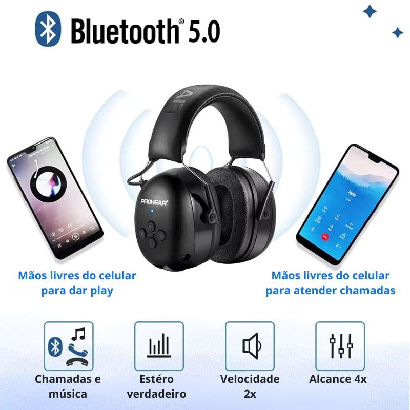 Abafador de Ruído Adulto Bluetooth 5.0 25dB