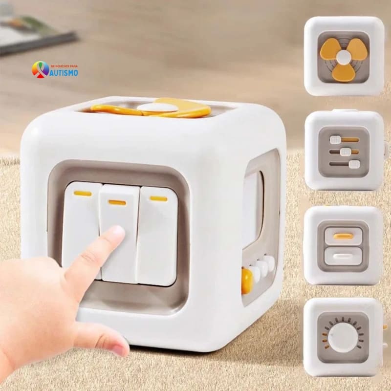 Brinquedo Sensorial 6 em 1 - Cubo Montessori