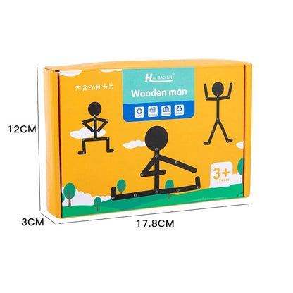 Brinquedo Montessori Boneco Articulável de Madeira Educativo