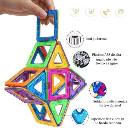 Brinquedo de Montar Magnético Montessori 120 Peças - Construção Criativa