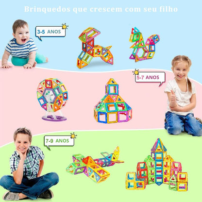 Brinquedo de Montar Magnético Montessori 120 Peças - Construção Criativa