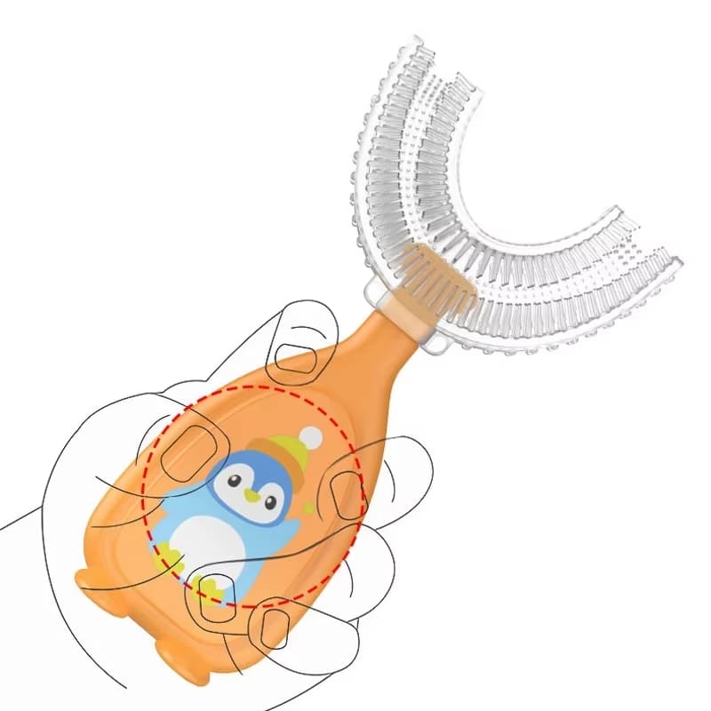 Escova de Dente Infantil 360° em Silicone Macio