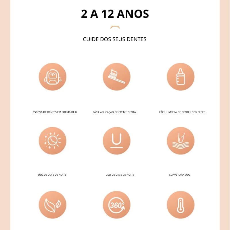 Escova de Dente Infantil 360° em Silicone Macio