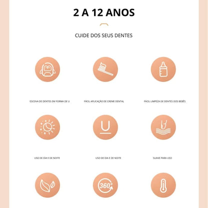 Escova de Dente Infantil 360° em Silicone Macio