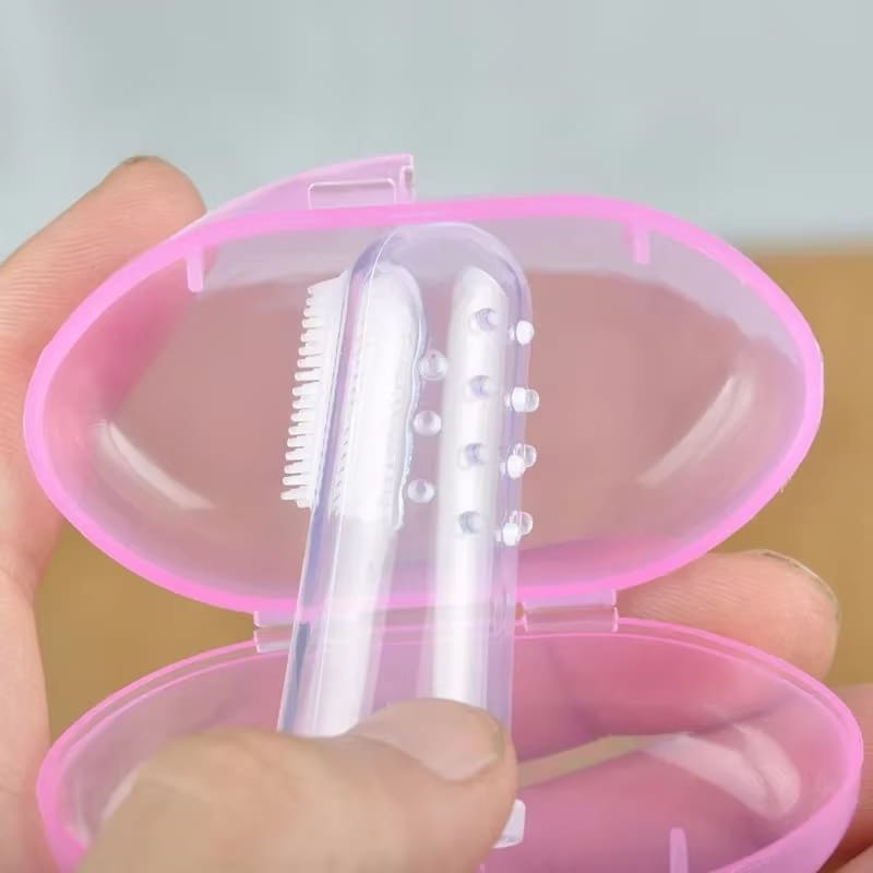 Escova de Dente para Bebê com Estojo – Modelo de Dedo