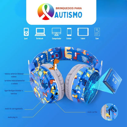 Fone de Ouvido Infantil Bluetooth 5.0 Modelo Desenho Animado